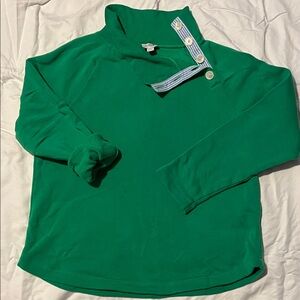 J Crew Kelly Green Long Sleeve Top with Button Detail on mock turtleneck
